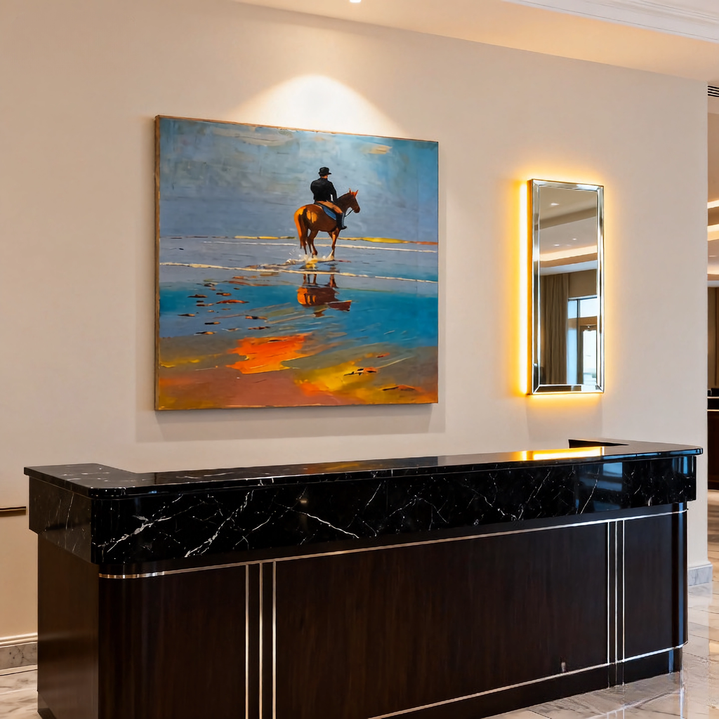 Tranquil Lakeside - oil painting print By Anson Ang HK